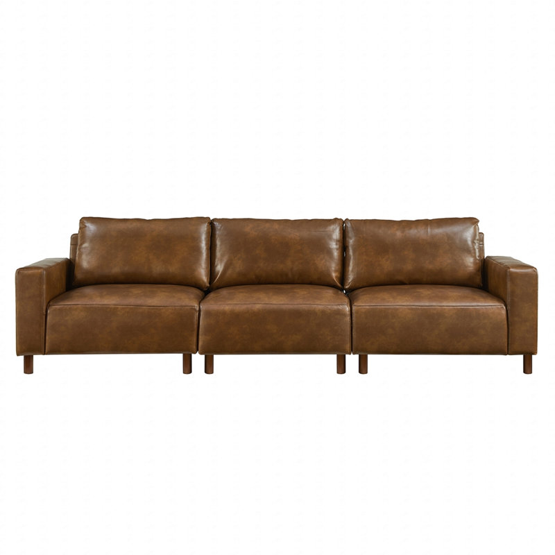 Canapé en cuir synthétique 112 po, Brun