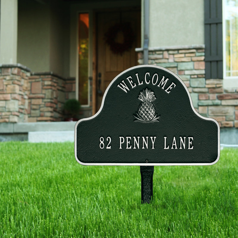 Enseigne de pelouse Lexy, Noir / argent, Oui