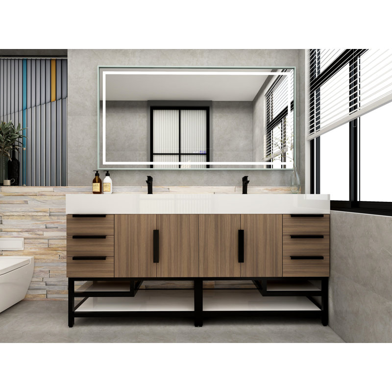 Meuble-lavabo sur pied simple de 72 po Jessica, Bois