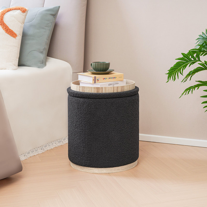 Round Ottoman with Storage Set of 2 Stool Ottomans Round Sherpa Storage Ottoman, Ottoman Chair Foot Rest Coffee Table Seat