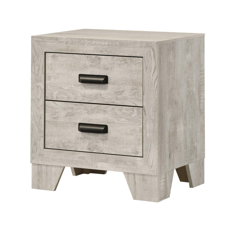 Table de chevet transitionnelle avec deux tiroirs spacieux et quincaillerie en métal