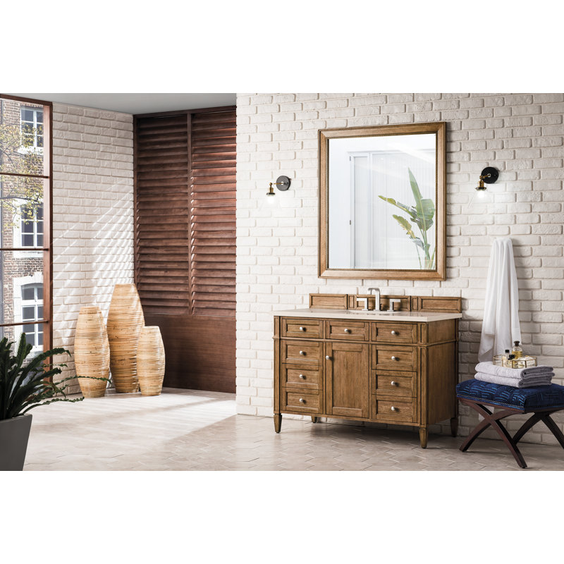 Brittany 48'' W Single Vanity, Saddle Brown, Parisien Bleu, 8" Widespread