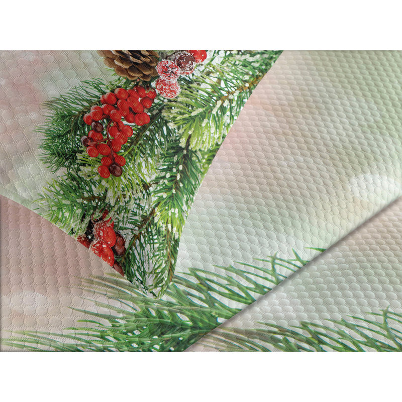 Ambesonne Christmas Bedspread Set Vivid Branches Blurry Multicolor, King Bedspread + 2 Standard Shams