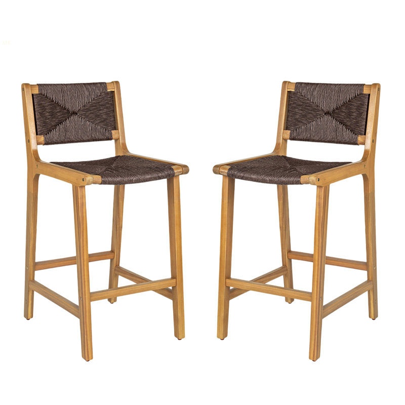Tabouret de bar d'extérieur en bois d'acacia - Teck