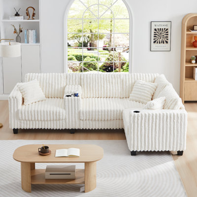 Sectional Sofa With Cupholder Console And Usb Port