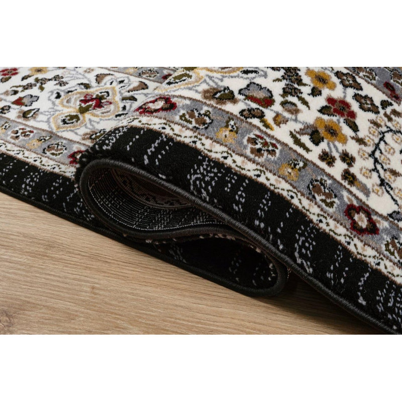 Sutphin Collection Medallion Transitional Area Rug, Black, Rectangle 7' x 10'
