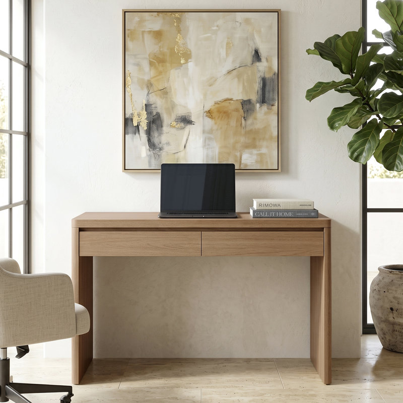 Bureau rectangulaire Ashcroft de 48 po de largeur avec grain noir, Grain noir