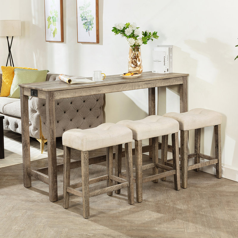 Ensemble de table de salle à manger 4 pièces, Brun, Beige, Brun