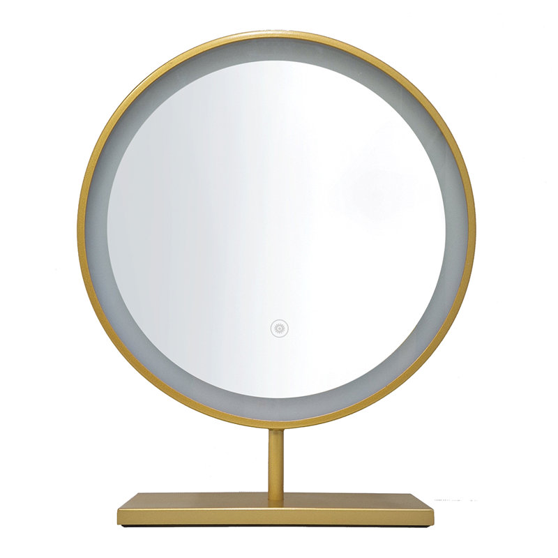 Abraheem Stainless Steel Round Floor Mirror