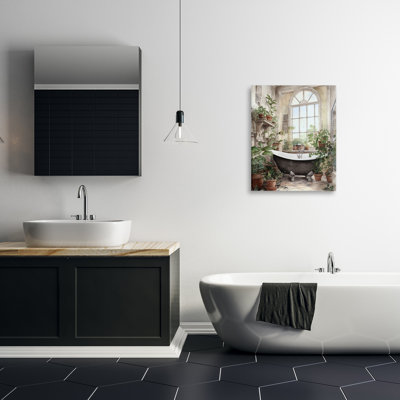 Toile de baignoire rétro éclairée par le soleil, design par lettré et doublé