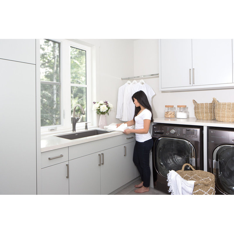 Precis SILGRANIT 32" L X 19" W Super Single Undermount Kitchen SInk, Metallic Gray