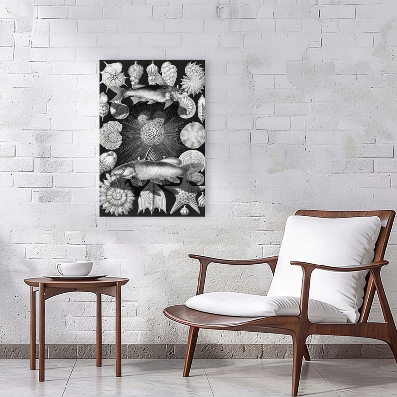 Vintage Marine Life Study Vintage Starfish Fish Nature Ocean Wall Art Print by Marja Van Den - Wrapped Canvas Print