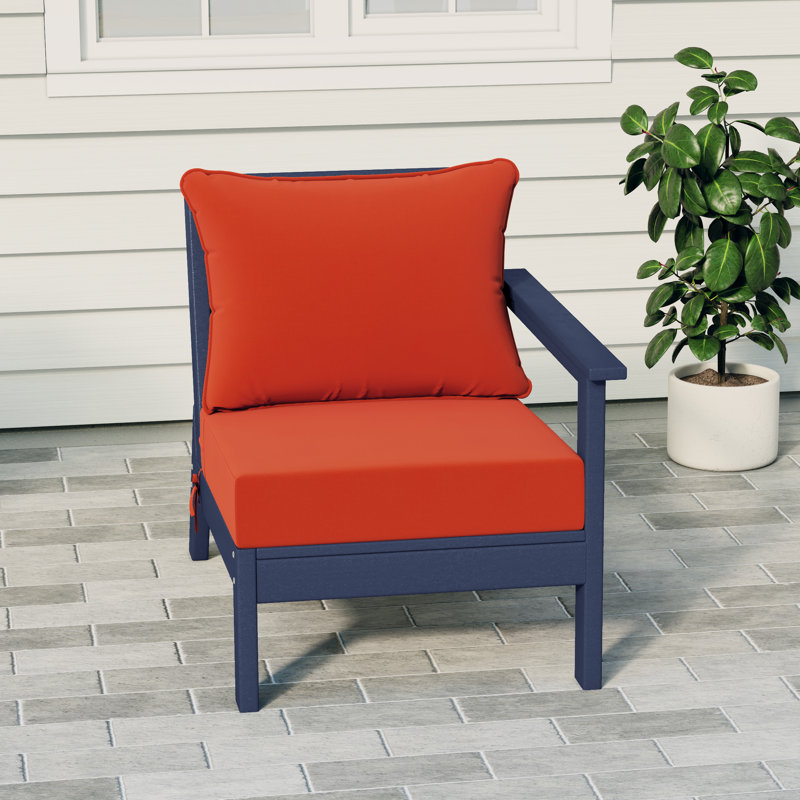 Fauteuil à assise profonde avec coussins profonds, Orange, Navy Blue