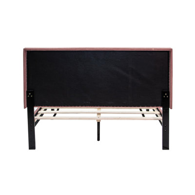 Twin Size Bed Nightstands Channel Tufted Headboard Upholstered Pink Color 3pc Bedroom Furniture Set