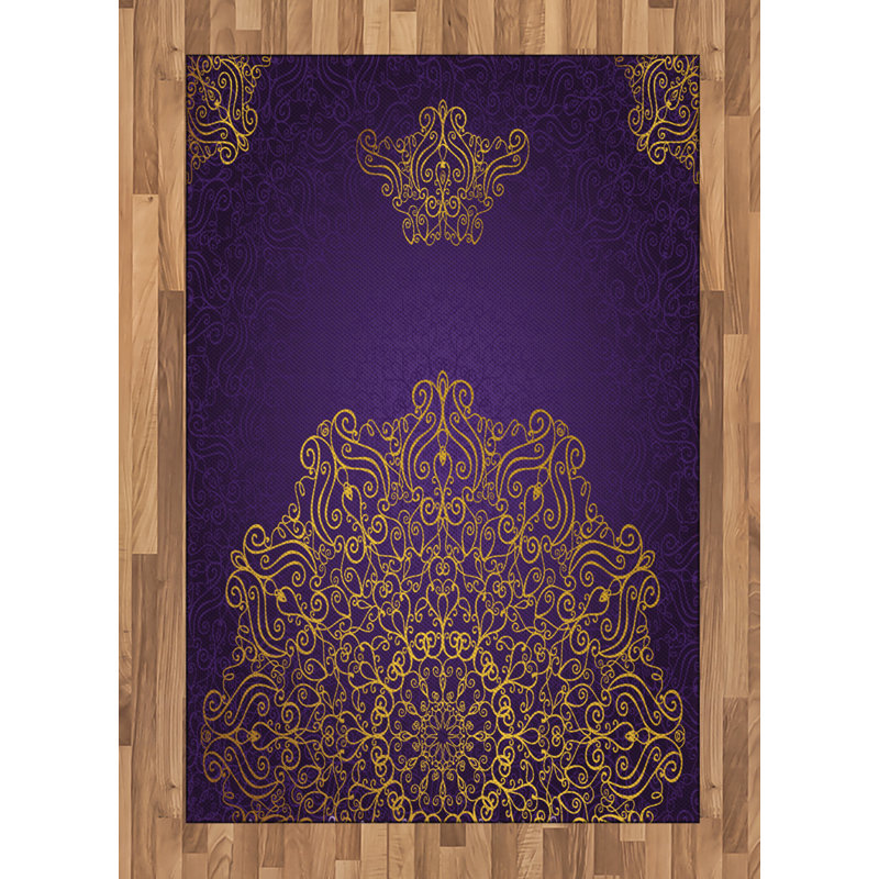 Tapis décoratif en fibres à haute densité Mandala, Rectangle— 4 pi x 5 pi 8 po