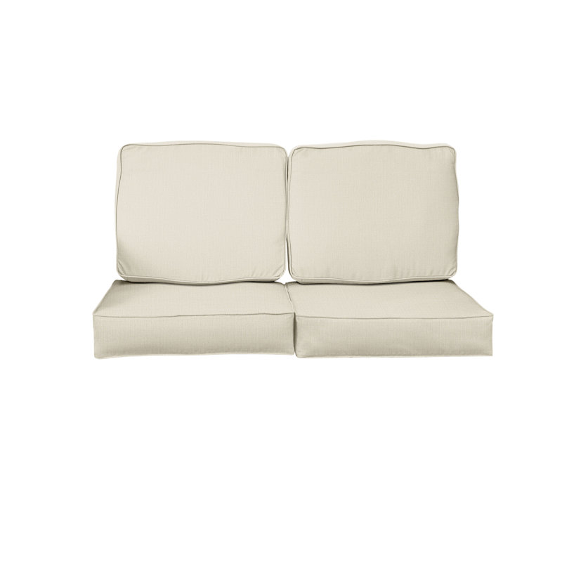 Outdoor 5'' Loveseat Seat / Back Cushion, 22.5" W x 22.5" D, Canvas Cloud Sunbrella® Canvas