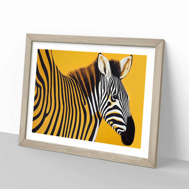 Zebra Vol.2 - Single Picture Frame Painting, 46cm H x 64cm W x 2cm D, Oak