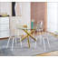 Table de salle à manger avec pieds en métal et plateau en verre Golden