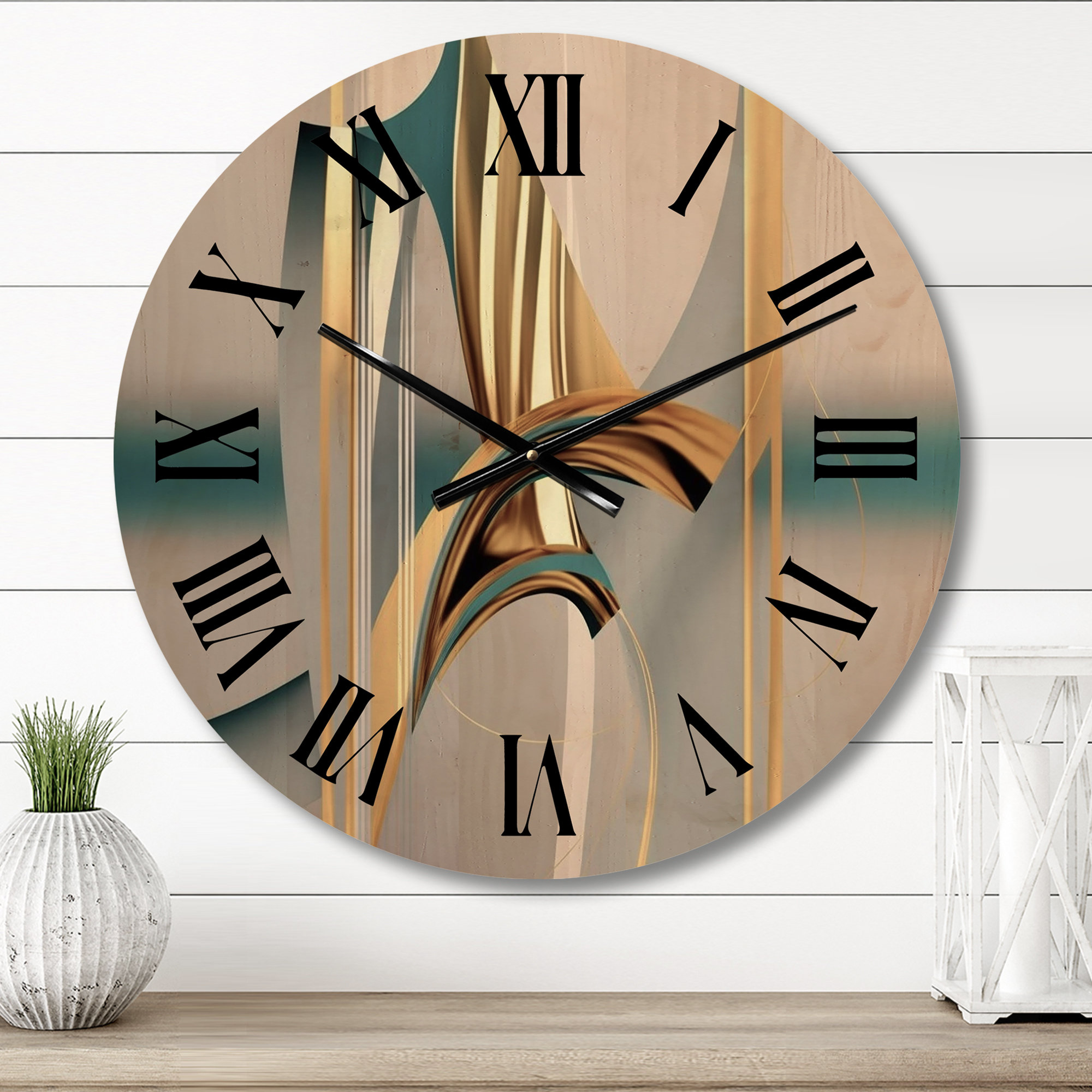 East Urban Home Minimal Gold Abstraction on Turquoise Horizon III ...