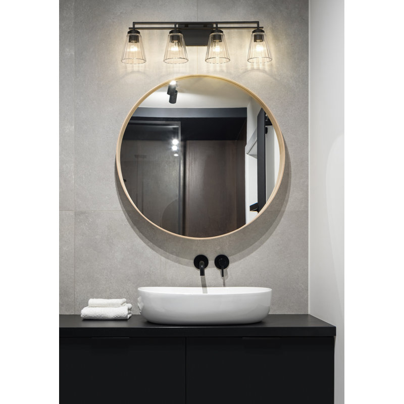 Éclairage pour meuble-lavabo à 4 lumières à intensité variable Avander, Noir mat