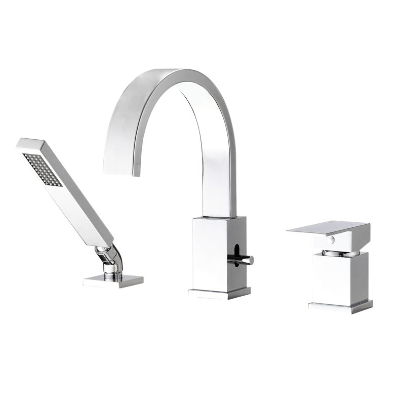 Robinet de baignoire à cascade avec douche à main - Trou de 1,38 po de diamètre et robinet de baignoire à fixation sur le comptoir de 7,87 po
