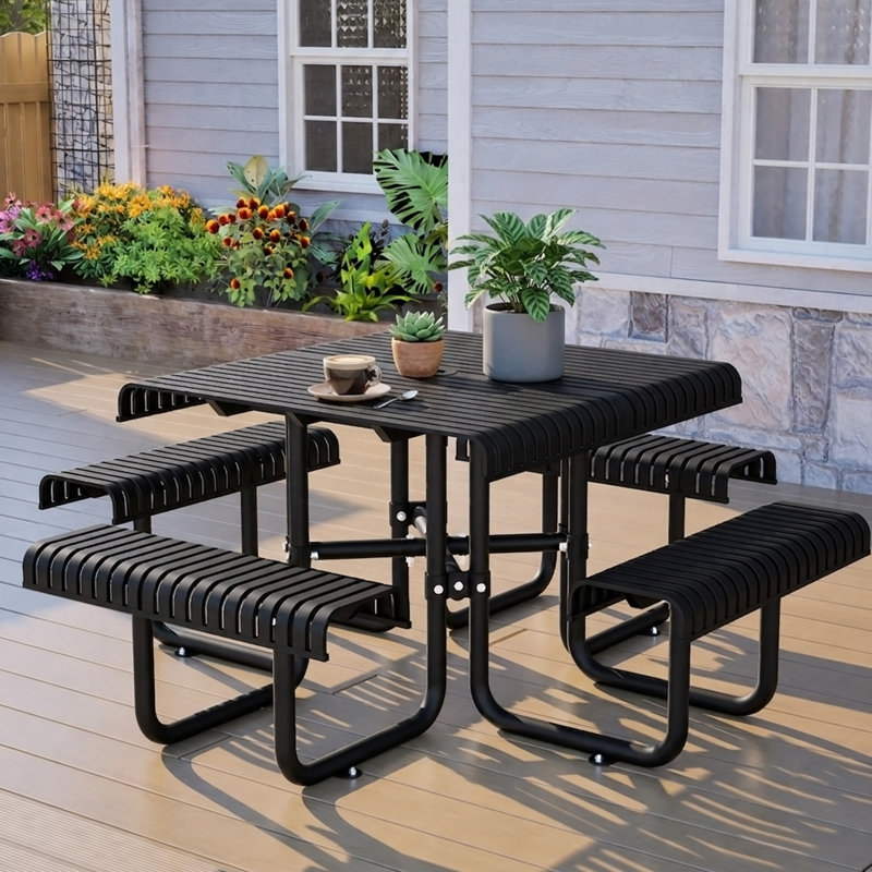 Steel Patio Dining Set Table,