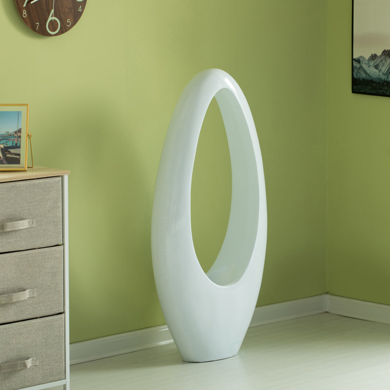 Support à fleurs moderne et décoratif pour centre de table en forme de vase ovale blanc pour salon, vestibule ou salle à manger, 40 po