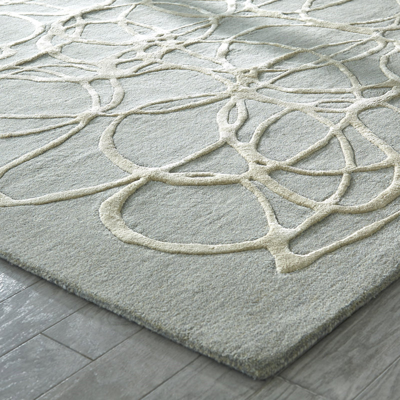 Abstract Area Rug in Gray, Rectangle 5' x 8'