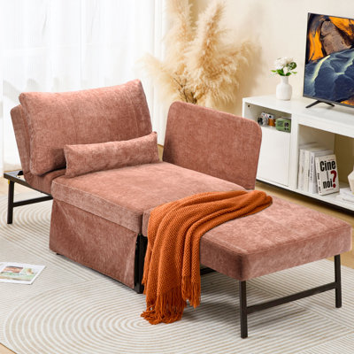 Sleeper Chair Bed Upgrade 4-In-1 To 5-In-1 Convertible Multi-Fuction Sofa Bed Chair W/Adjustable Backrest Assembly-Free Linen Folding Sofa Ottoman Bed Chair For Living Room Apartment