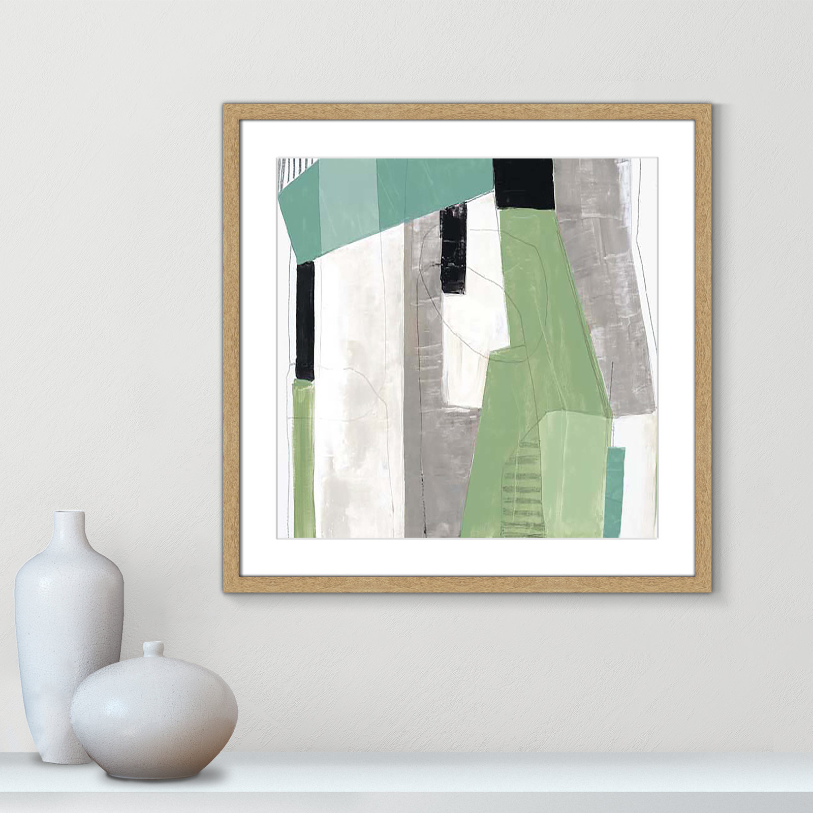 Evergreen Essence I Print, 23.5" H x 23.5" W x 1.25" D, Natural Box Framed