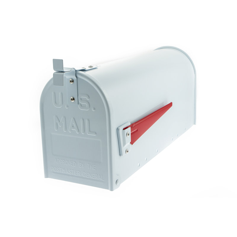 Galvanised Steel Weatherproof US Mailbox, White