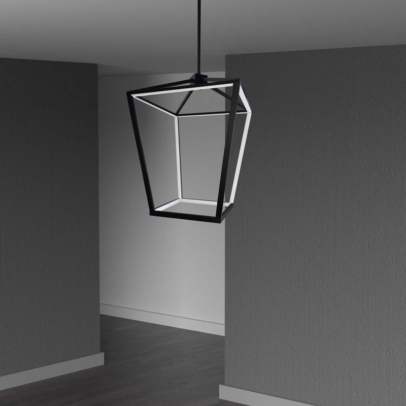 Lustre carré à 12 lumières Wampsville, Noir mat