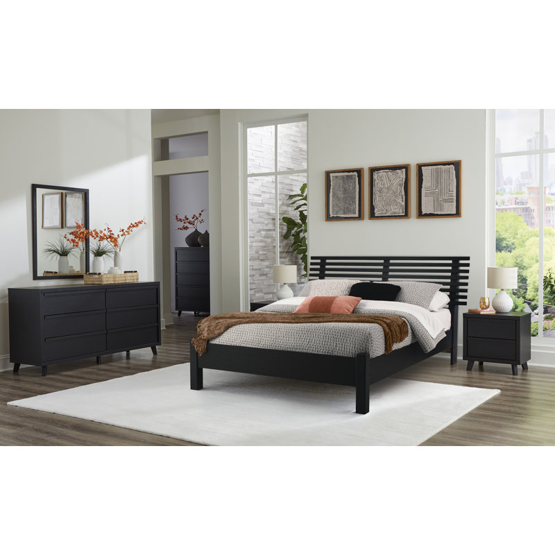 Modern Black 6-Drawer Dresser with Matte Finish
