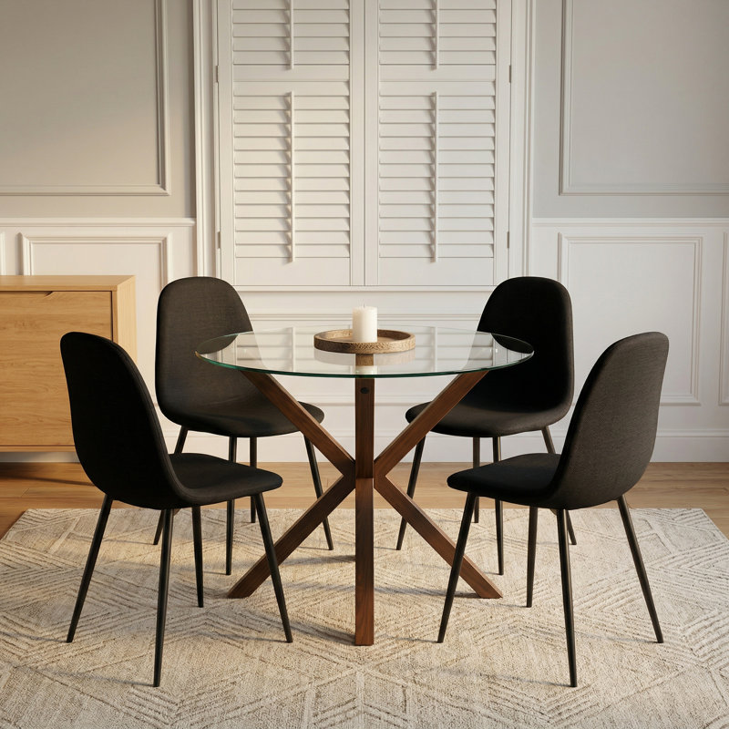 Areille 37" L x 37" W Dining Set, Black