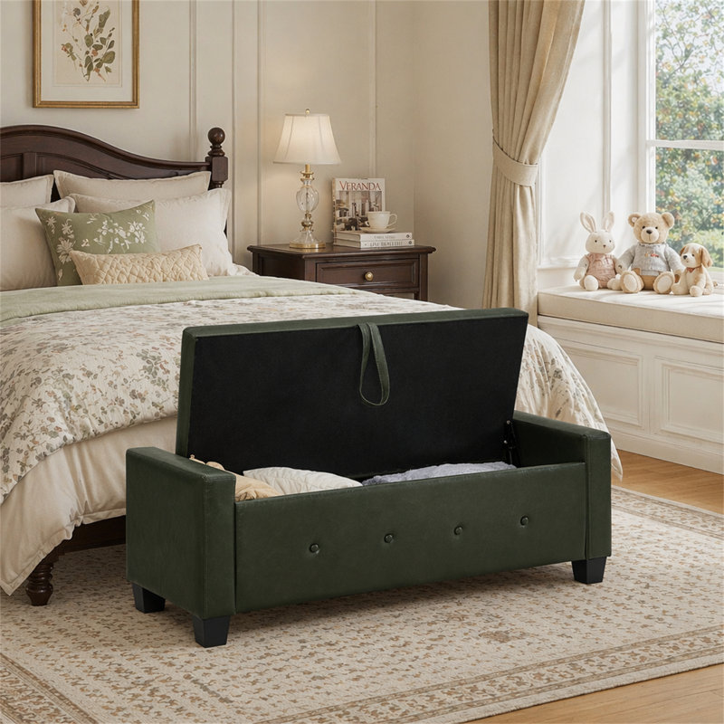 Banc repose-pieds 48 po avec rangement, Dark Green