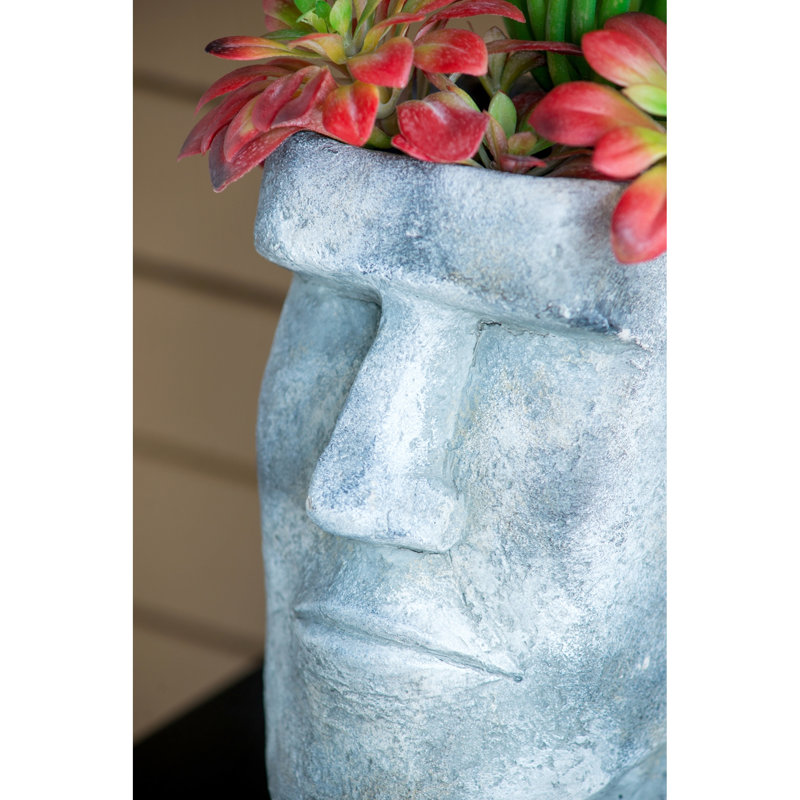 Jardinière en ciment de 9 pouces pour îlot de Pâques, petites et moyennes roses trémières, gris, aspect du visage charmant, caractéristiques intrigantes
