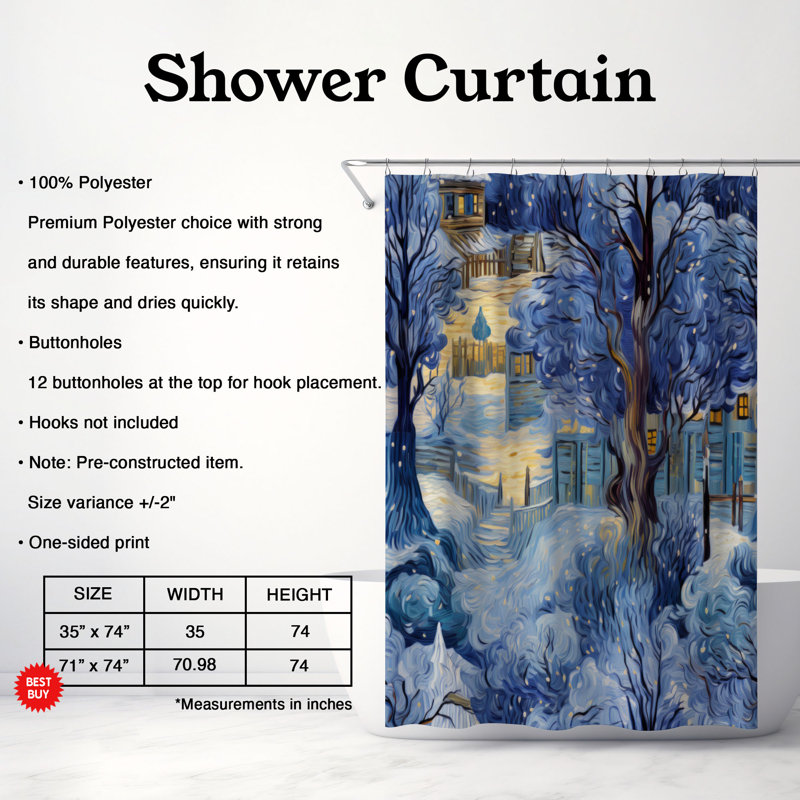 Boyan Abstract Shower Curtain, 74" H x 71" W