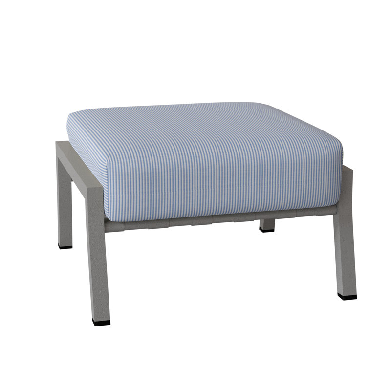 Cortland Outdoor Ottoman, Pewter Finish, Sesame