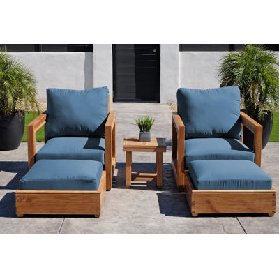 Ensemble de conversation en teck avec coussins Sunbrella 5 pièces Crelake