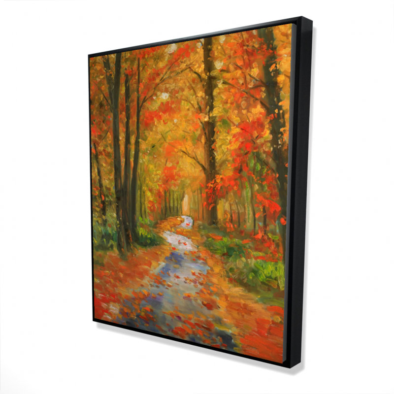 Autumn Trail - Contemporary Trees Framed Canvas Home Decor