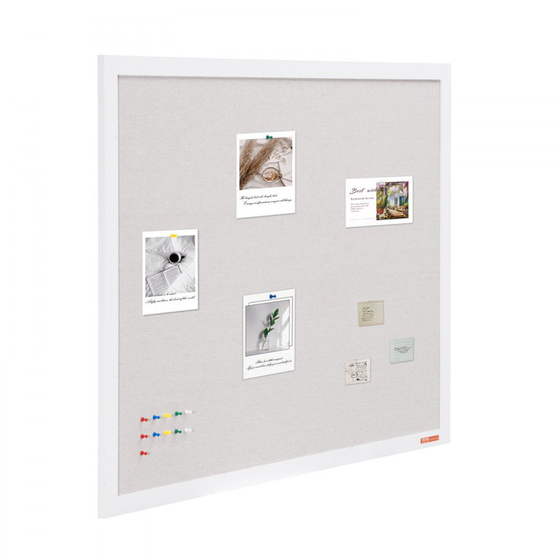  White Cork Board with Linen Surface – Stylish Wall-Mounted Bulletin Board for Home, School, Office – Elegant & Functional Noticeboard