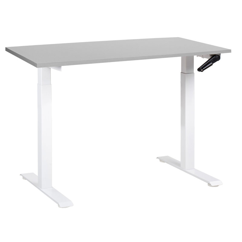 Nateasha Adjustable Metal Base Standing Desk, 119cm H x 120cm W x 72cm D, White, Grey