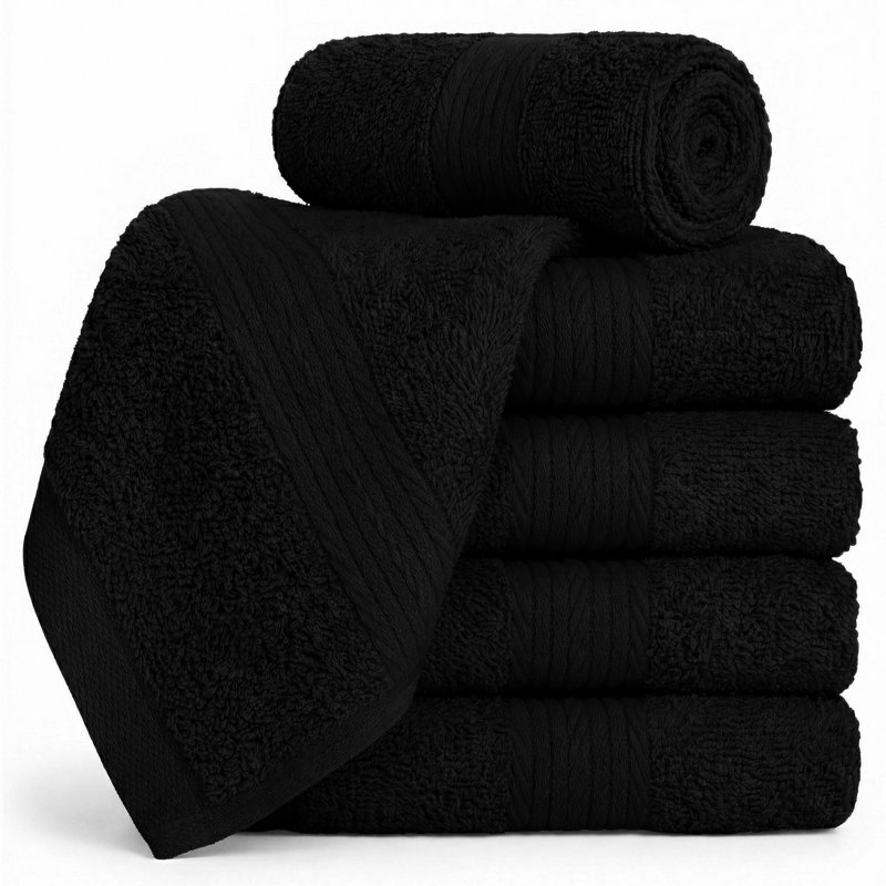 Gant de toilette 100% coton 12 x 12 pouces très absorbant, Noir, noir, noir, noir