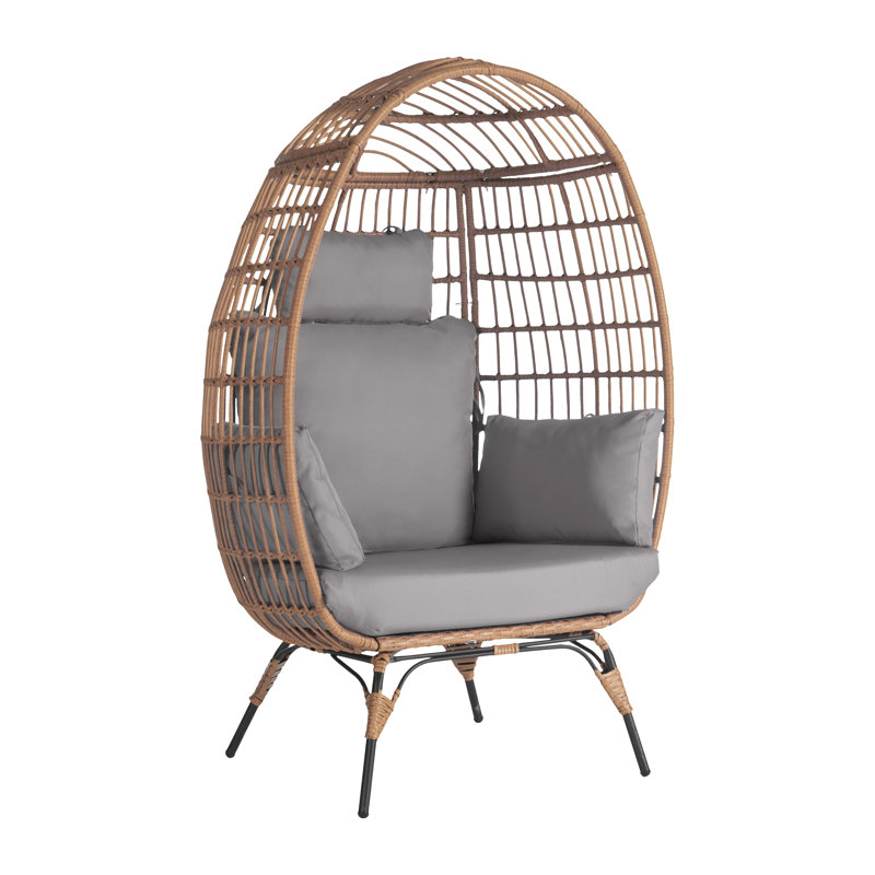 Chaise longue d'extérieur en osier, Gris clair, Brun