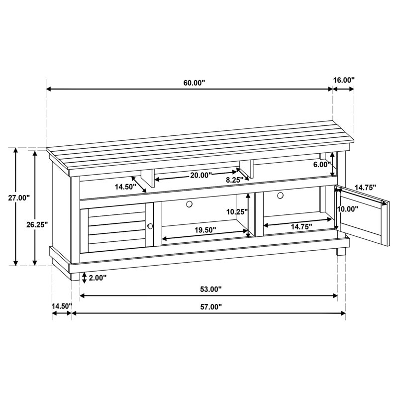 Meuble télé Modern Farmhouse avec beaucoup de rangement organisé