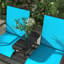 Outdoor Glider Bench With Center Table, Metal Frame Patio Loveseat With Breathable Mesh Fabric And Armrests