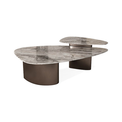 Gray Marble Pedestal Nesting Coffee Table Sets