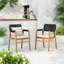 Ensemble de chaises d'extérieur en bois d'acacia avec dossier tissé en corde pour une assise durable et confortable-1519861625