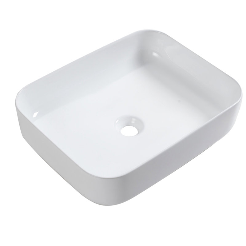 Lavabo vasque rectangulaire en céramique blanche de 20 po x 15 po - Style moderne, résistance aux taches, installation facile sur le comptoir pour différents environnements
