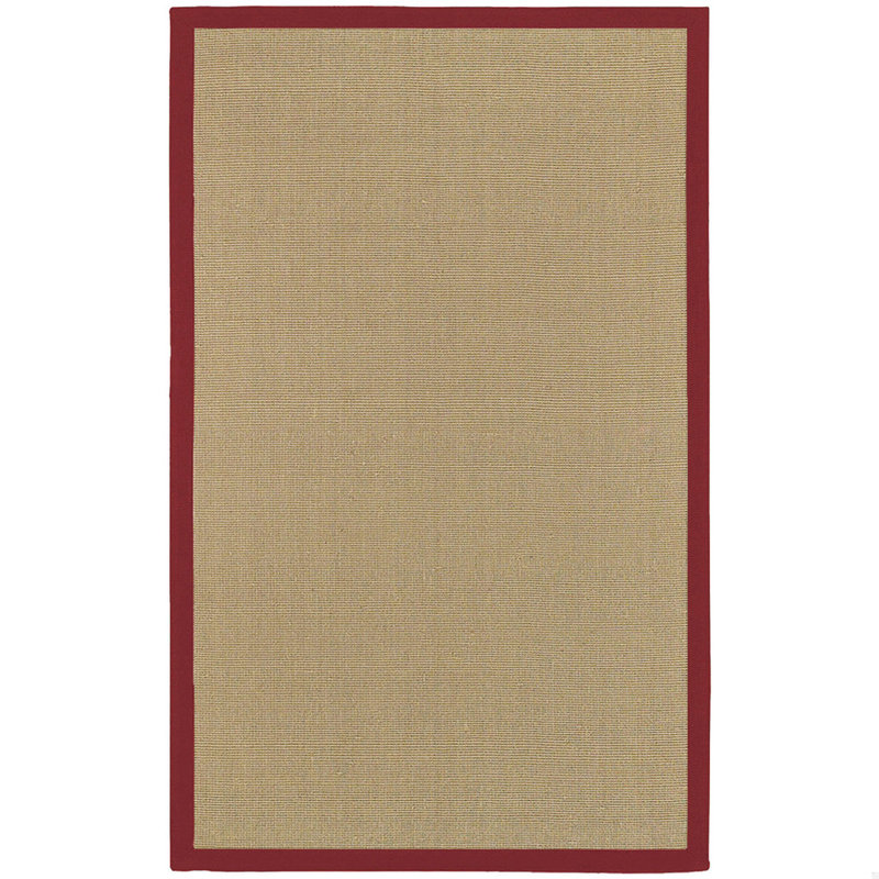 Eastwood Authentic Hand-Woven Handmade Border Rustic Modern Jute/Sisal Indoor Area Rug, Brun/rouge, Rectangle de 5 pi x 8 pi